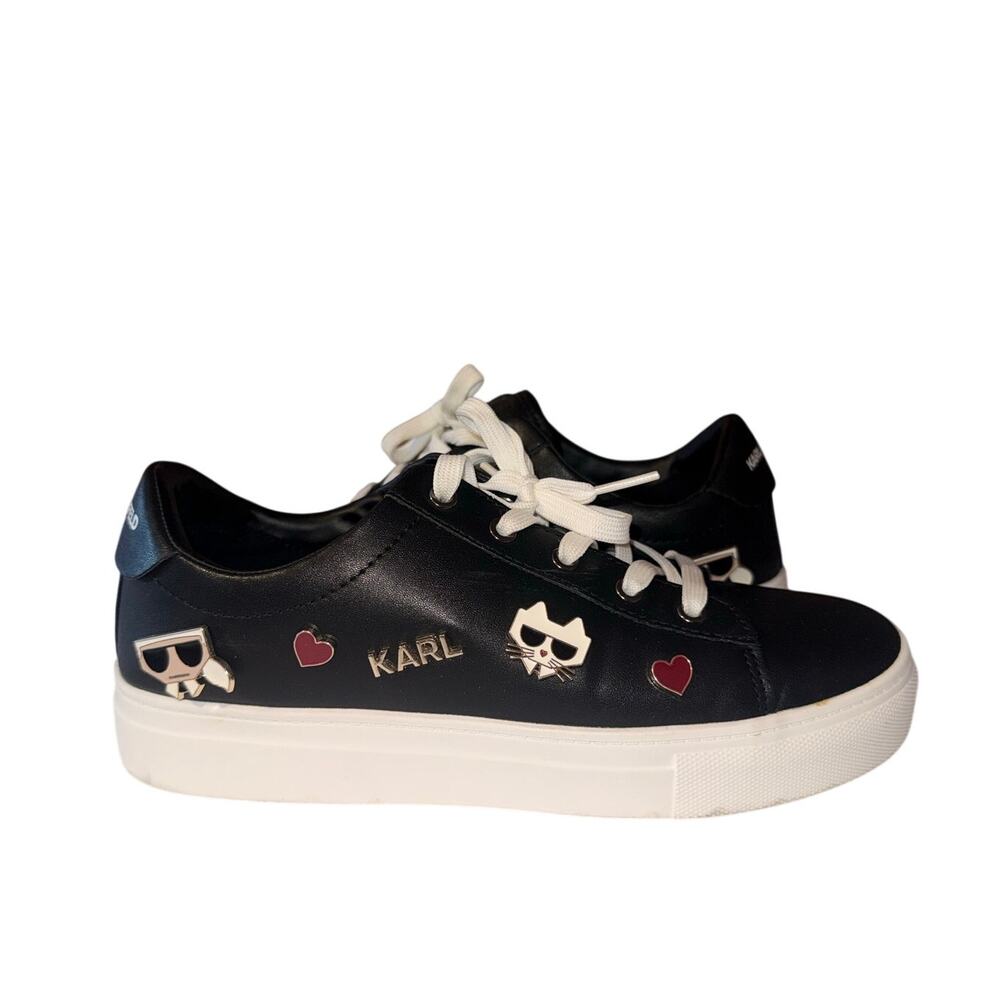 Karl Lagerfeld Cate Pins Lace up Sneaker Black Women Sz 8.5